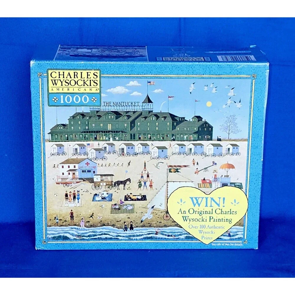 2 Charles Wysocki Americana 1000pc Puzzles COMPLETE Formulating The Plan Nantuck